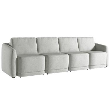 Imagem de Sofá Cama Modulado Retrátil e Reclinável Decorativo Varsóvia 316cm Linho Cinza G33 - Gran Belo