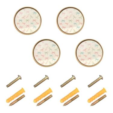 Imagem de Wassud Pacote com 4 puxadores de armário coloridos para móveis redondos puxadores e puxadores de gaveta de cômoda de cozinha de 3 cm
