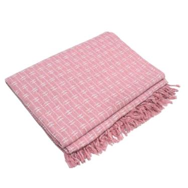 Imagem de Kit 2 Mantas para Sofá 2.40x1.80 Mts 100% Algodão Protetora Decoração Quarto e Sala (Rosa BB-Tijolinho2 PEÇA)