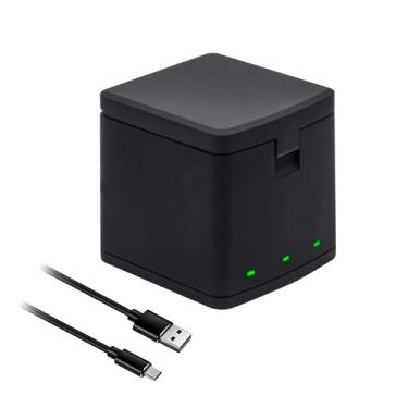 Imagem de Carregador de bateria compatível com Hero 12, Hero 11, Hero 10, Hero 9 Black, estação de carregamento de bateria de 3 canais com cabo tipo C para acessórios de câmera Gopro Hero 12/11/10/9