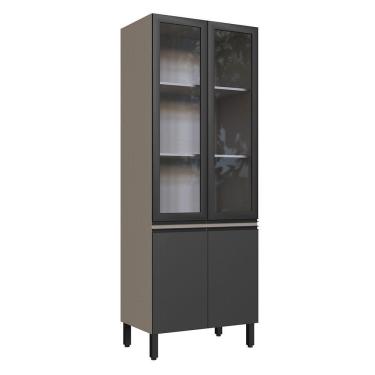 Imagem de Paneleiro Cristaleira 80cm 4 Portas Quiditá Fumê/grafite/vidro