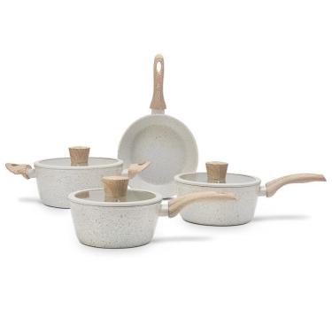 Imagem de Jogo De Panelas Indução 4 Peças Vanilla Em Alumínio E Revestimento Cerâmico Antiaderente Brinox