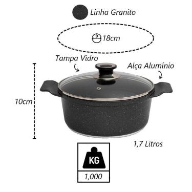 Imagem de Caçarola Panela Granito Antiaderente Gourmet Javali Aa 18cm