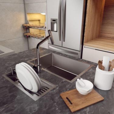 Imagem de 48 Cm Calha Embutida Sobreposta Pia Inox Organizadora Umida