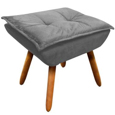 Imagem de Kit 2 Puff'S Decorativos Pés Palito Charger Suede Grafite G19 - Gran Belo