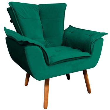 Imagem de Poltrona Decorativa Pés Palito Charger Veludo Verde G19 - Gran Belo