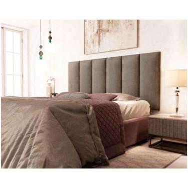 Imagem de Painel Cabeceira Casal Cancun Suede Marrom