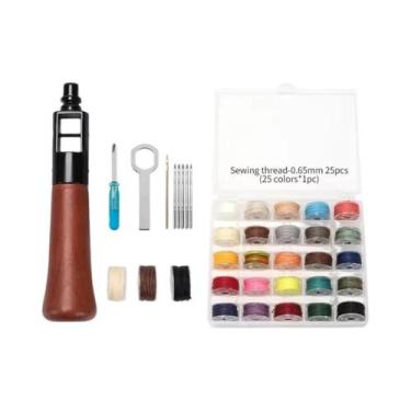Imagem de Kit De Costura Em Couro Com Agulha E Linha, Ferramentas DIY Para Artes