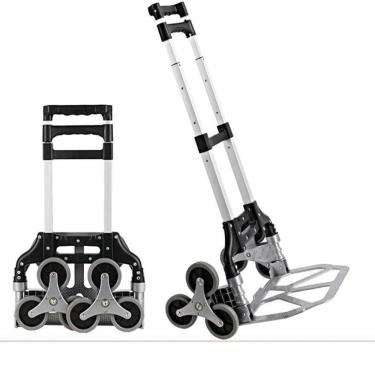 Imagem de Carrinho De Mão Dobrável Rodas Triplas Alumínio Pra Escadas