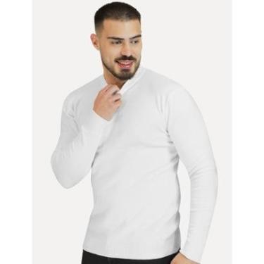 Imagem de Suéter Dixen Masculino Crewneck Tricot Liso Branco-Masculino