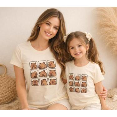 Imagem de kit tal mãe tal filha tshirt camiseta capivara Combinando - motherly, 