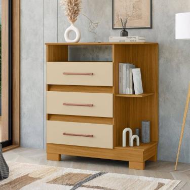 Imagem de Cômoda para Quarto 3 Gavetas com Nicho Saint Carvalho Americano/Off White