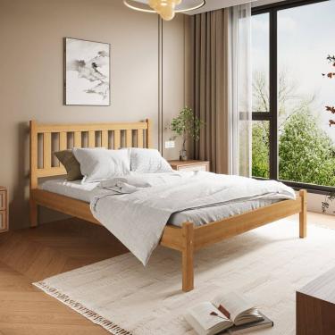 Imagem de Cama Casal Rústica Madeira Maciça Jasmim Cera Mel