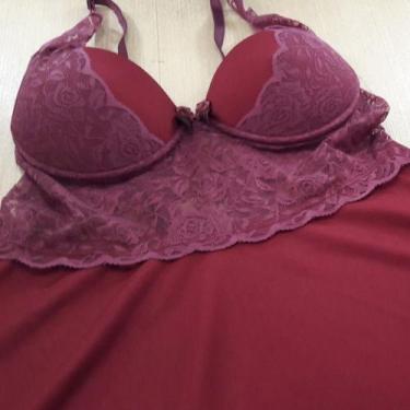 Imagem de Camisola com Bojo e Renda Cor:VinhoTamanho:GG - MTX Lingerie, Vinho, G