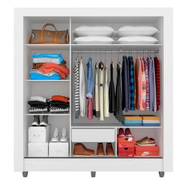 Imagem de Guarda Roupa Casal 3 Portas 1 Gaveta Alice Branco - Móveis Arapongas