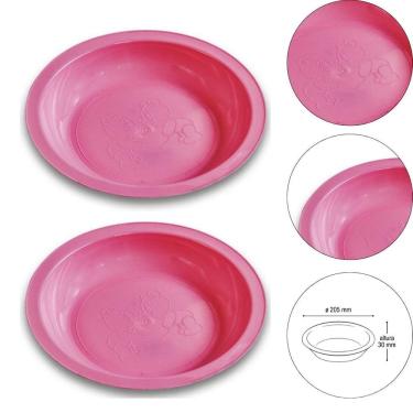 Imagem de Kit 2 Prato Infantil De Plástico Desenho De Ursinhos Rosa