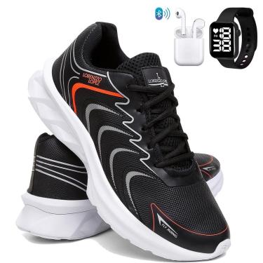 Imagem de Kit Tênis Masculino Macio Para Corrida e Treino Confort com Fone e Relógio-Masculino