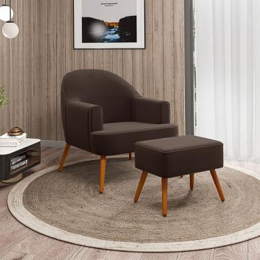 Imagem de Poltrona Agata com Puff Madeira Eucalipto Movellu Home