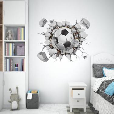 Imagem de adesivo de parede bola de futebol buraco decoração quarto infantil juv