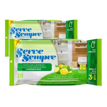 Imagem de Kit 2 Pano De Limpeza Umedecido Multisuperficies AJJ-02 Lima Limão