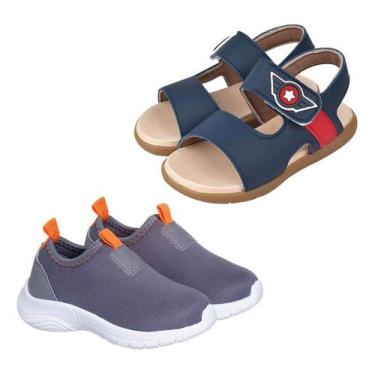 Imagem de Kit 2 Pares Sandalia Infantil Papete Menino Tenis Leve Macio - Mimofle