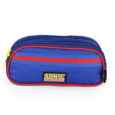 Imagem de Estojo Escolar Sonic Triplo Compartimento Infantil Original - - LUXCEL