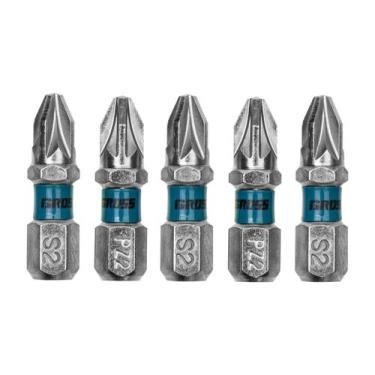 Imagem de Bits Pozidriv Aço Rápido 5pcs 25mm Gross Cromado Magnético