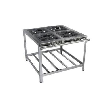 Imagem de Fogão Industrial 4 Bocas 40x40 Luxo Aço Inox Metalmaq