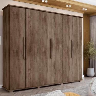 Imagem de Guarda-Roupa Casal com 6 Portas e 4 Gavetas Internas com Maleiro Canad
