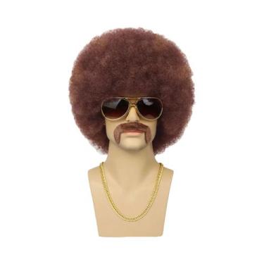 Imagem de Peruca Sintética Afro Cacheada Masculina Anos 70 E 80 Para Festa Disco
