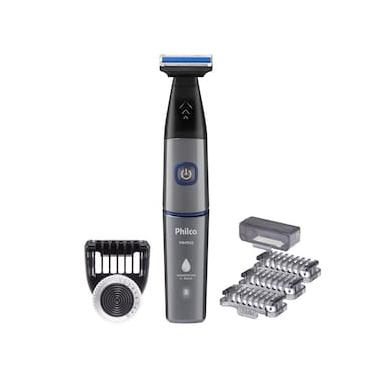 Imagem de Aparador de Pelos Philco PAP02 USB Cinza/Azul - Bivolt