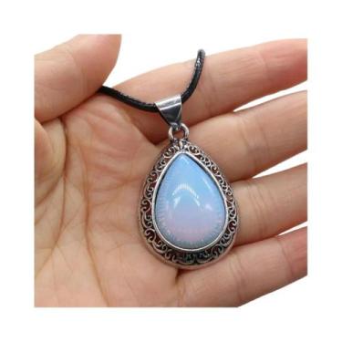 Imagem de Colar De Pedra Natural De Opala Cristal Gota D'água, Pingentes De Moda