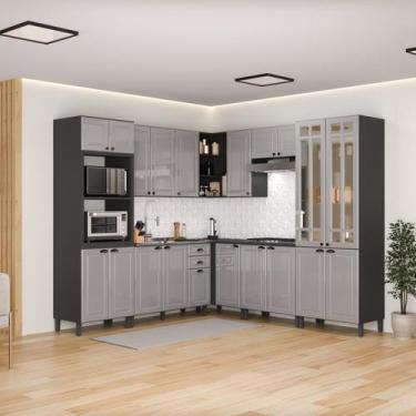 Imagem de Cozinha Americana Modulada de Canto Torre Quente Cristaleira com Vidro