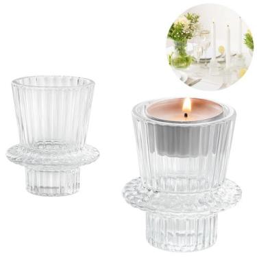 Imagem de Castiçal de Vidro Cônico Porta Velas Decoração Tealight - Freecom
