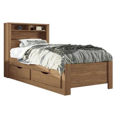 Imagem de Cama Solteiro Com Gavetas Invicta Jatobá Acetinado - Santos Andirá