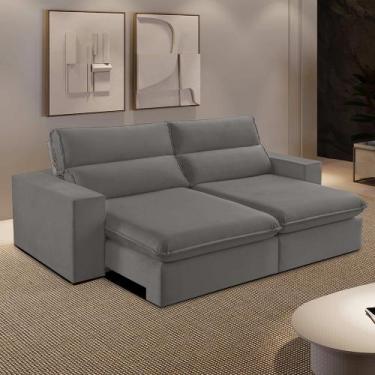 Imagem de Sofá Retrátil e Reclinável Bee 1,90M Veludo - Blossom Casa, Cinza 2103