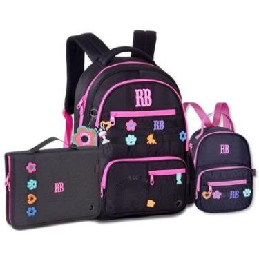 Imagem de Mochila Com Lancheira e Estojo Fichário Kit Escolar Rebecca Bonbon-Feminino