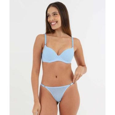 Imagem de Calcinha String Listras Tule Marisa Azul-49021, Azul, M