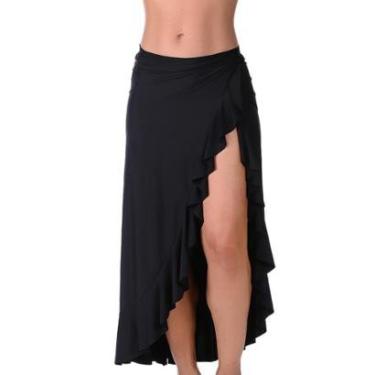 Imagem de Saída De Praia Saia Pareô Longa Envelope Com Babado Lisa-Feminino