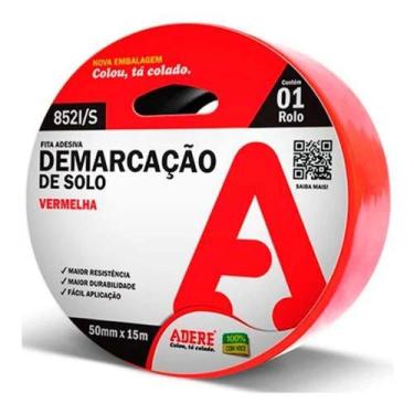 Imagem de Fita Demarcação De Solo 50mm X 15m Vermelho - Uso Em Quadras, Indústri