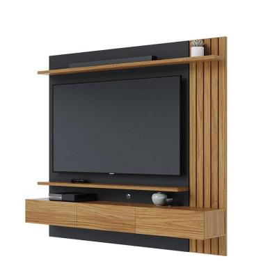 Imagem de Painel para Tv Home Suspenso Juriti 1.8 com Aparador Riviera Noce Milano Preto Acetinado - Colibri