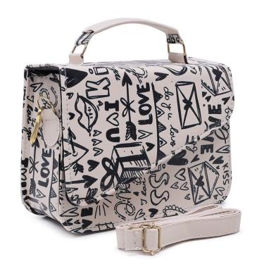 Imagem de Bolsa Feminina Pequena OEM Lolita Clutch em Couro Ecológico 14x17x6cm Palha Love Adulto