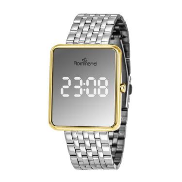 Imagem de Relógio Digital Led Prata com Dourado Rommanel 650202 Cor:Prata com Do