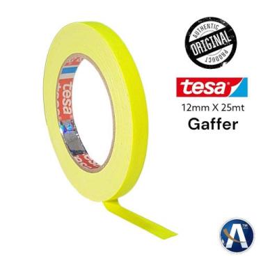 Imagem de Fita Tecido Gaffer Tape Tesa 12mm x 25m Amarela Fluorescente - Ideal p