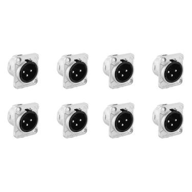 Imagem de Kit 8 Conectores Xlr Canon Macho Painel Metálico 3 Pinos RX3MD-NT Roxt