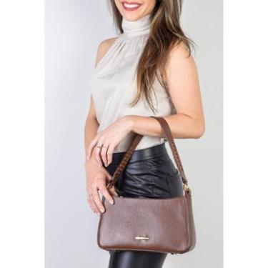 Imagem de Bolsa de ombro em couro liso baguete Liah-Feminino