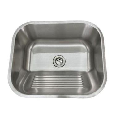 Imagem de Tanque Lavanderia Inox Escovado 40x34x19cm com Ralo Profundo e Resiste