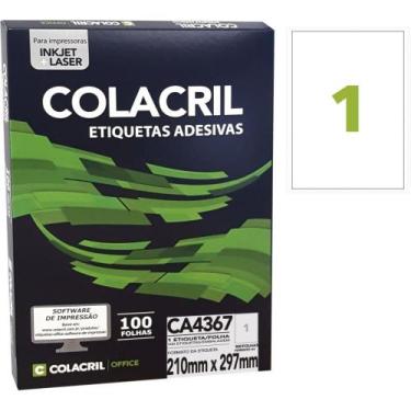 Imagem de Etiqueta A4 297X210MM 100 Folhas PCT.C/100 - Colacril