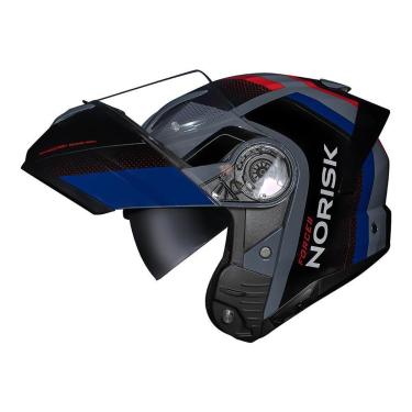 Imagem de Capacete Articulado Norisk Force 2 Kore Preto e Azul Brilhante Escamoteável Robocop-Uni...