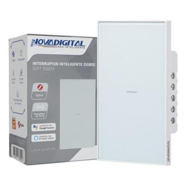 Imagem de Interruptor Inteligente Zigbee Linha Quartzo Novadigital 10 A 1 Botão 